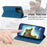 DF-05 PU Leather Smartphone Case for iPhone 15 Pro , RFID Blocking Phone Stand Cover Wallet - Blue - 7