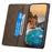 DF-05 Stand Cover for iPhone 15 Plus , PU Leather Smartphone Case RFID Blocking Phone Shell Wallet - Brown - 3