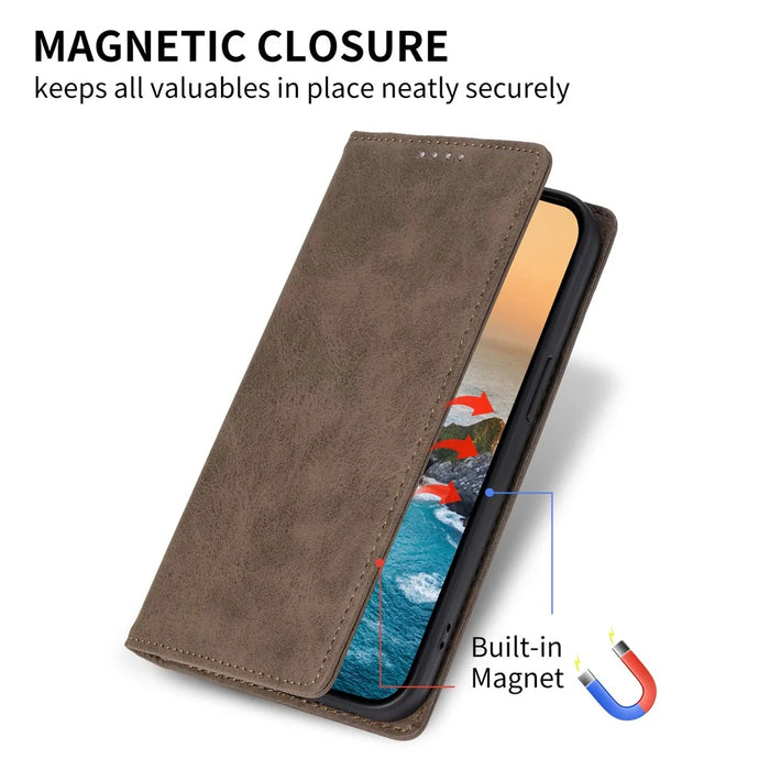DF-05 Stand Cover for iPhone 15 Plus , PU Leather Smartphone Case RFID Blocking Phone Shell Wallet - Brown - 4
