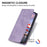 DF-05 For iPhone 15 PU Leather Smartphone Case RFID Blocking Phone Stand Cover Wallet - Purple - 4