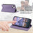DF-05 For iPhone 15 PU Leather Smartphone Case RFID Blocking Phone Stand Cover Wallet - Purple - 7