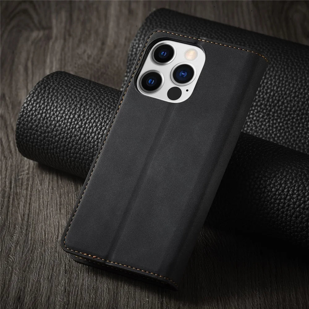FORWENW Fantasy Series Phone Case for iPhone 15 Pro , Skin-touch Leather Phone Cover Shell Wallet - Black - 7