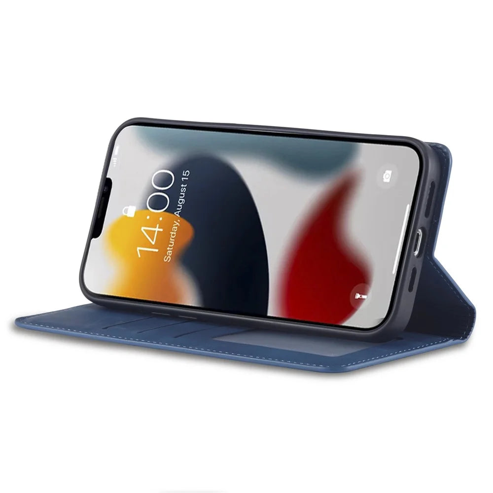 FORWENW Fantasy Series for iPhone 15 Anti-Scratch Phone Case Skin-touch Leather Phone Cover Wallet - Blue - 3