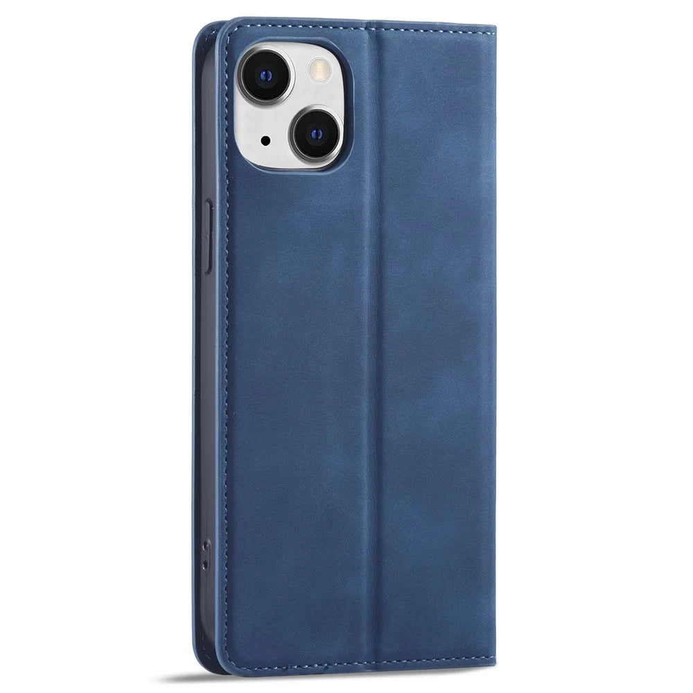 FORWENW Fantasy Series for iPhone 15 Anti-Scratch Phone Case Skin-touch Leather Phone Cover Wallet - Blue - 6