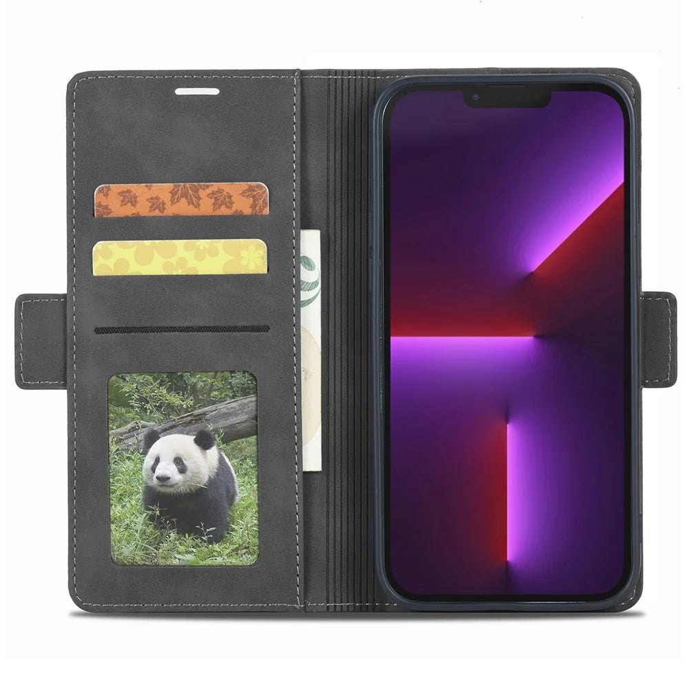 FORWENW F3 Series For iPhone 15 Plus Flip Leather Wallet Shell Phone Stand Case Anti-fall Phone Cover - Black - 2