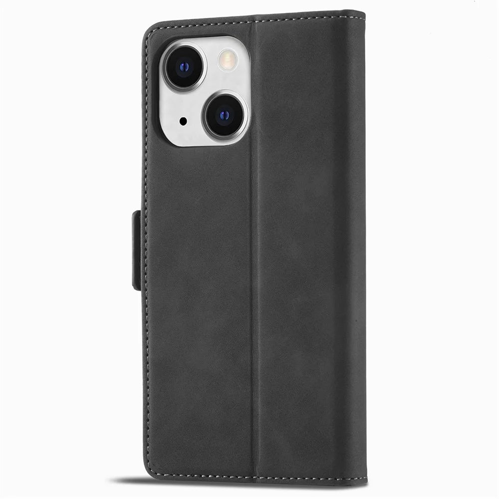 FORWENW F3 Series For iPhone 15 Plus Flip Leather Wallet Shell Phone Stand Case Anti-fall Phone Cover - Black - 6