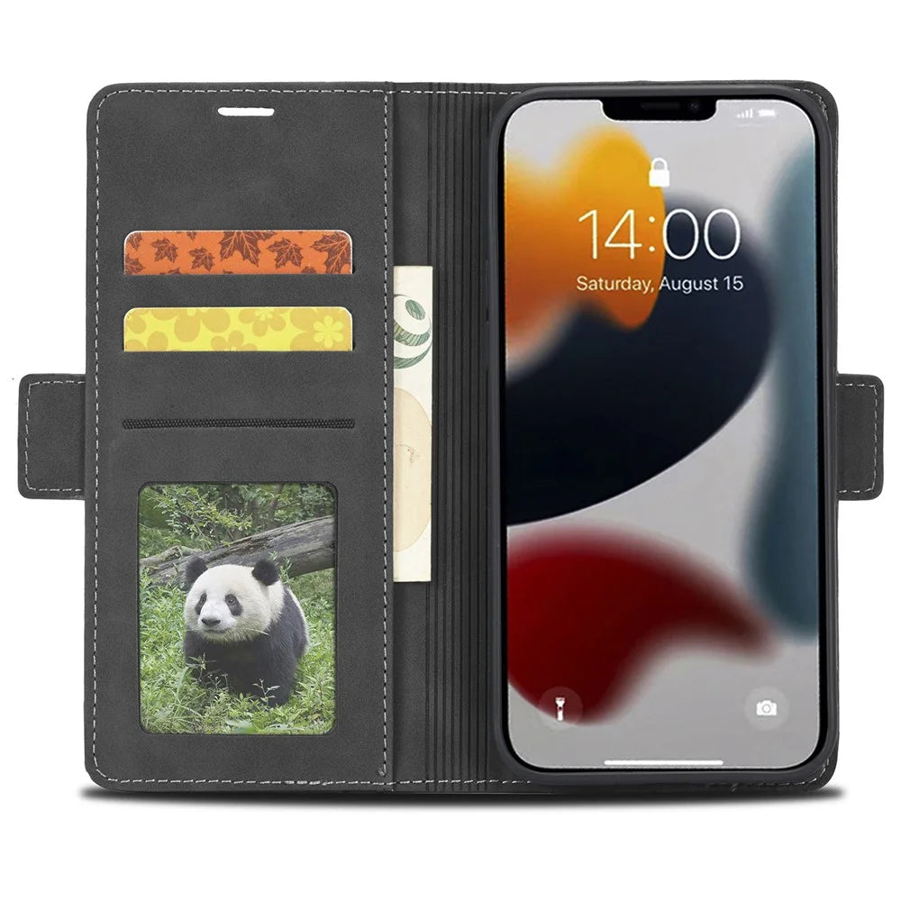 FORWENW F3 Series For iPhone 15 Pro Max Shockproof Wallet Phone Stand Case Phone Cover Flip Leather Shell - Black - 2