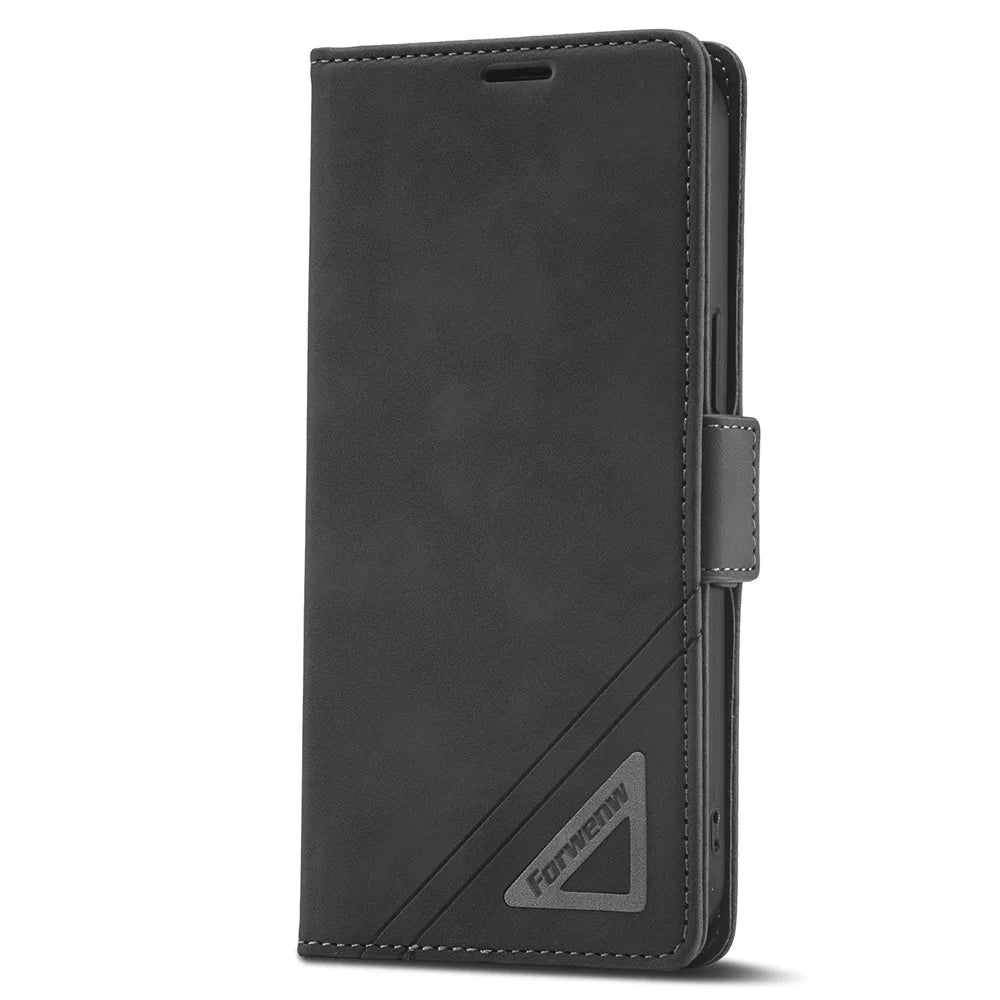 FORWENW F3 Series For iPhone 15 Pro Max Shockproof Wallet Phone Stand Case Phone Cover Flip Leather Shell - Black - 5