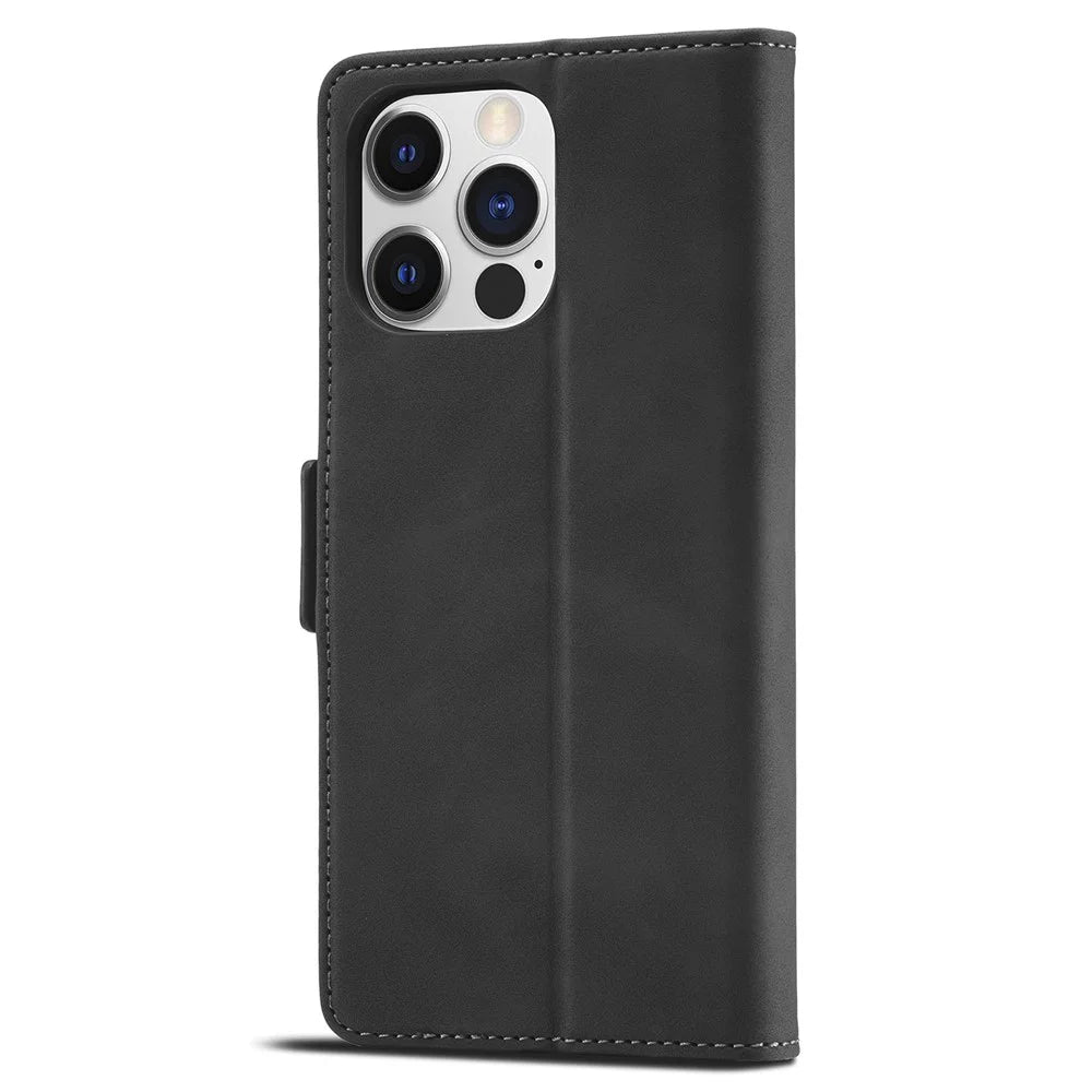 FORWENW F3 Series For iPhone 15 Pro Max Shockproof Wallet Phone Stand Case Phone Cover Flip Leather Shell - Black - 6