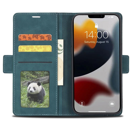 FORWENW F3 Series For iPhone 15 Pro Anti-fall Phone Cover Flip Leather Wallet Phone Stand Case - Green - 2
