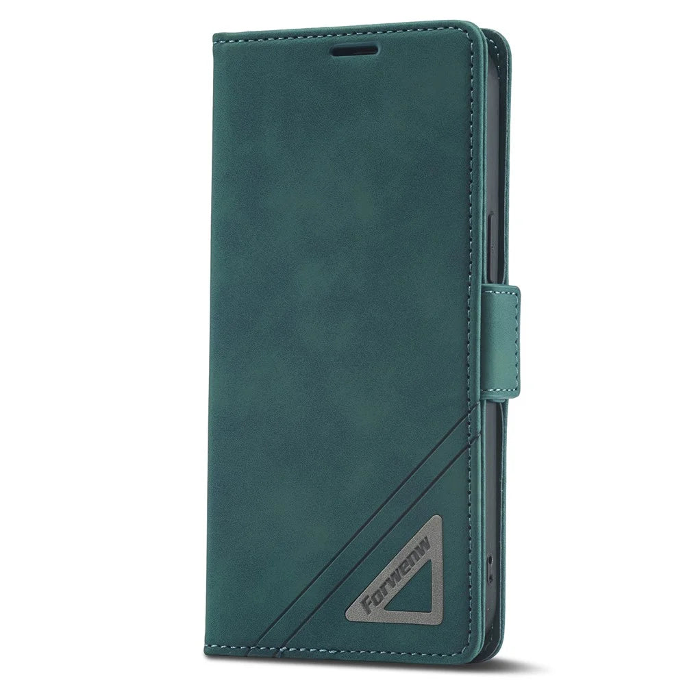FORWENW F3 Series For iPhone 15 Pro Anti-fall Phone Cover Flip Leather Wallet Phone Stand Case - Green - 5