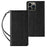 For iPhone 15 Pro Max Magnetic Closing Imprinted Anti-fall Cover Leather Wallet Stand Phone Case with Strap - Black - 1