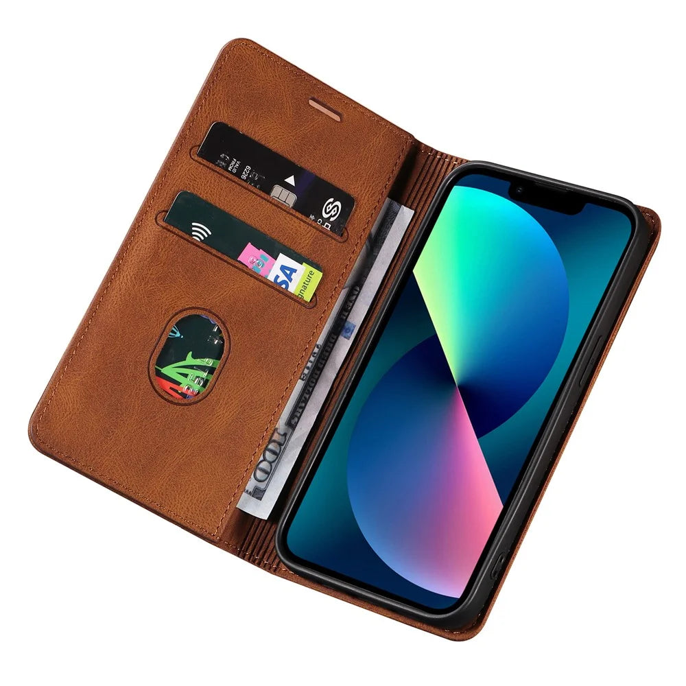For iPhone 15 Pro Wristband Design PU Leather Phone Case Stand Wallet Cover - Brown - 2