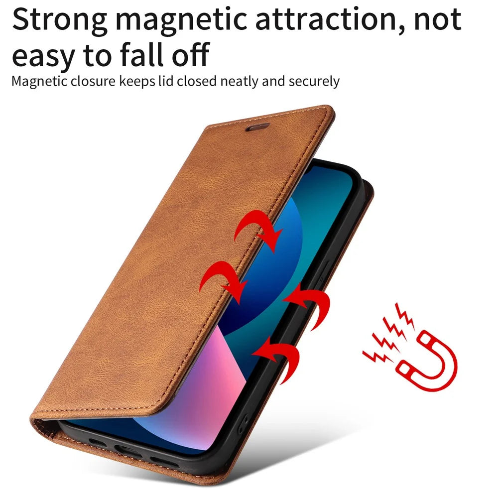 Wristband PU Leather Case for iPhone 15 Pro Max , Wallet Stand Anti-drop Phone Cover - Brown - 4