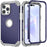 For iPhone 15 Pro PC+Silicone Phone Case 3-in-1 Protective Phone Cover - Navy Blue - 1