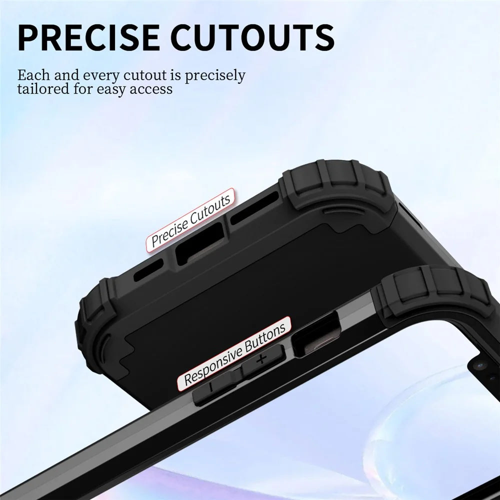 Anti-scratch Mobile Phone Case for iPhone 15 , PC+Silicone 3-in-1 Phone Back Cover - Black - 3