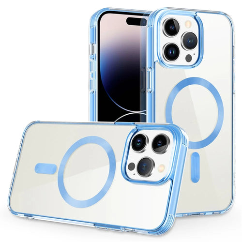 For iPhone 15 Pro Soft TPU+PC Phone Case Compatible with MagSafe Anti-Drop Slim Phone Cover - Blue - 1