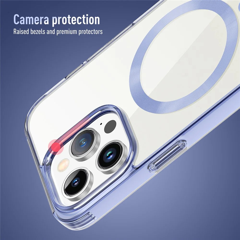 For iPhone 15 Pro Soft TPU+PC Phone Case Compatible with MagSafe Anti-Drop Slim Phone Cover - Blue - 3