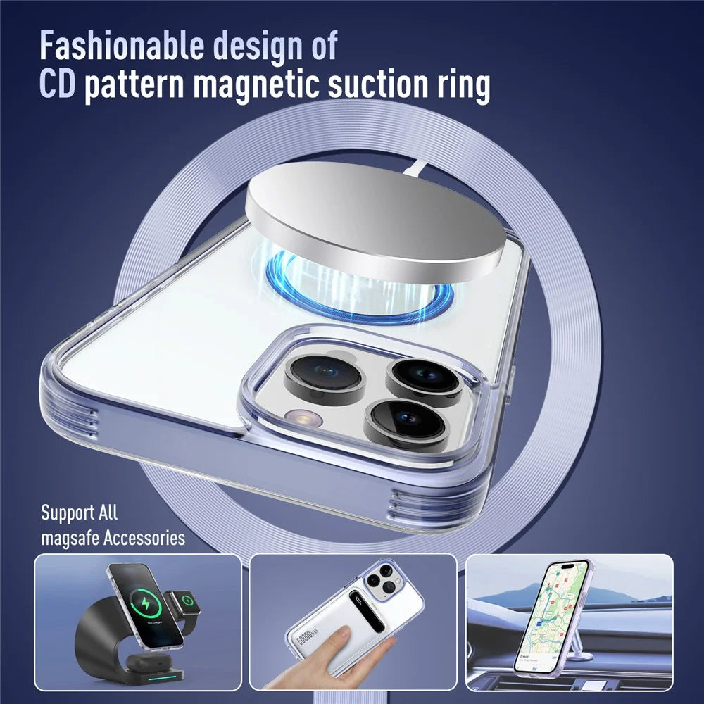For iPhone 15 Pro Soft TPU+PC Phone Case Compatible with MagSafe Anti-Drop Slim Phone Cover - Blue - 5