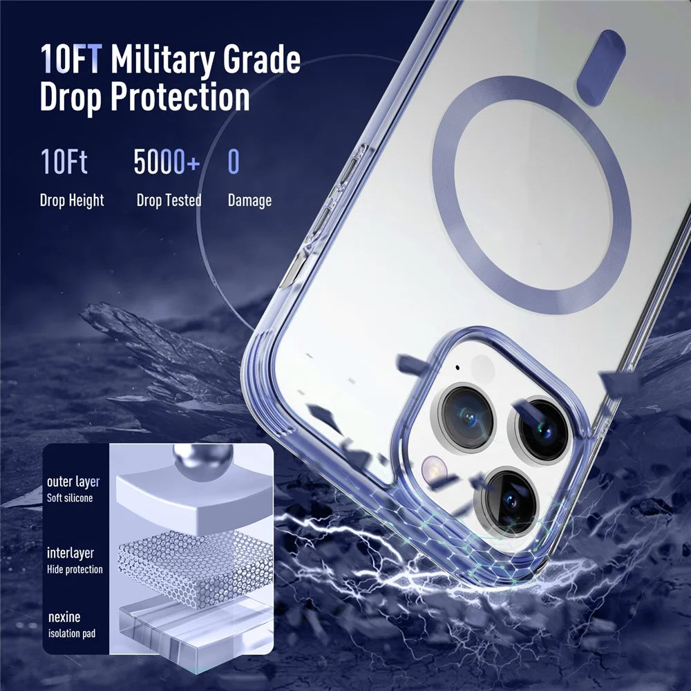 For iPhone 15 Pro Soft TPU+PC Phone Case Compatible with MagSafe Anti-Drop Slim Phone Cover - Blue - 6