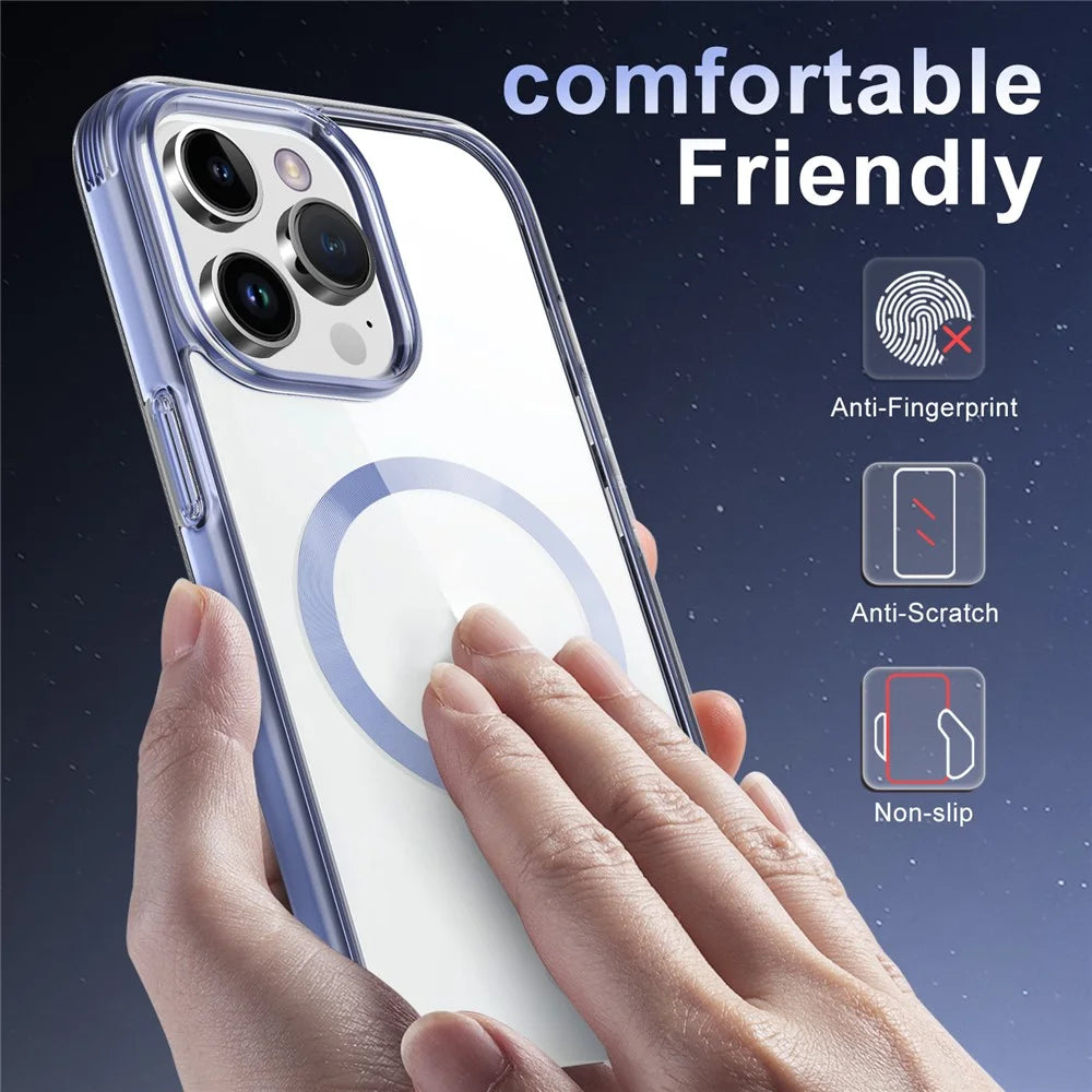 For iPhone 15 Pro Soft TPU+PC Phone Case Compatible with MagSafe Anti-Drop Slim Phone Cover - Blue - 7