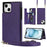 For iPhone 15 RFID Blocking Card Holder Back Cover Kickstand Phone Case with Shoulder Strap - Purple - 1