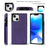 For iPhone 15 RFID Blocking Card Holder Back Cover Kickstand Phone Case with Shoulder Strap - Purple - 2
