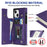 For iPhone 15 RFID Blocking Card Holder Back Cover Kickstand Phone Case with Shoulder Strap - Purple - 4