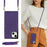 For iPhone 15 RFID Blocking Card Holder Back Cover Kickstand Phone Case with Shoulder Strap - Purple - 6