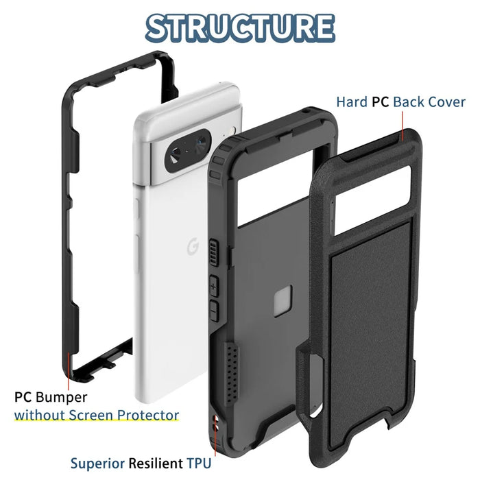 Style F1 For Google Pixel 8 Drop-proof Back Case PC+TPU Anti-scratch Phone Cover - Black - 6