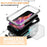 R-JUST For iPhone 15 Slide Camera Lid Silicone+Metal+Plastic Phone Case Kickstand Cover with Tempered Glass Screen Protector - Silver - 2
