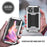 R-JUST For iPhone 15 Slide Camera Lid Silicone+Metal+Plastic Phone Case Kickstand Cover with Tempered Glass Screen Protector - Silver - 5