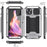 R-JUST For iPhone 15 Slide Camera Lid Silicone+Metal+Plastic Phone Case Kickstand Cover with Tempered Glass Screen Protector - Silver - 7