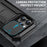 R-JUST For iPhone 15 Pro Slide Camera Lid Kickstand Cover Silicone+Metal+Plastic Phone Case with Tempered Glass Screen Film - Black - 4