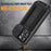 R-JUST For iPhone 15 Pro Slide Camera Lid Kickstand Cover Silicone+Metal+Plastic Phone Case with Tempered Glass Screen Film - Black - 5