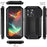 R-JUST For iPhone 15 Pro Slide Camera Lid Kickstand Cover Silicone+Metal+Plastic Phone Case with Tempered Glass Screen Film - Black - 7