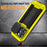 R-JUST For iPhone 15 Pro Max Slide Camera Guard Silicone+Metal+Plastic Kickstand Case Tempered Glass Screen Film Phone Cover - Yellow - 5