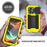 R-JUST For iPhone 15 Pro Max Slide Camera Guard Silicone+Metal+Plastic Kickstand Case Tempered Glass Screen Film Phone Cover - Yellow - 6
