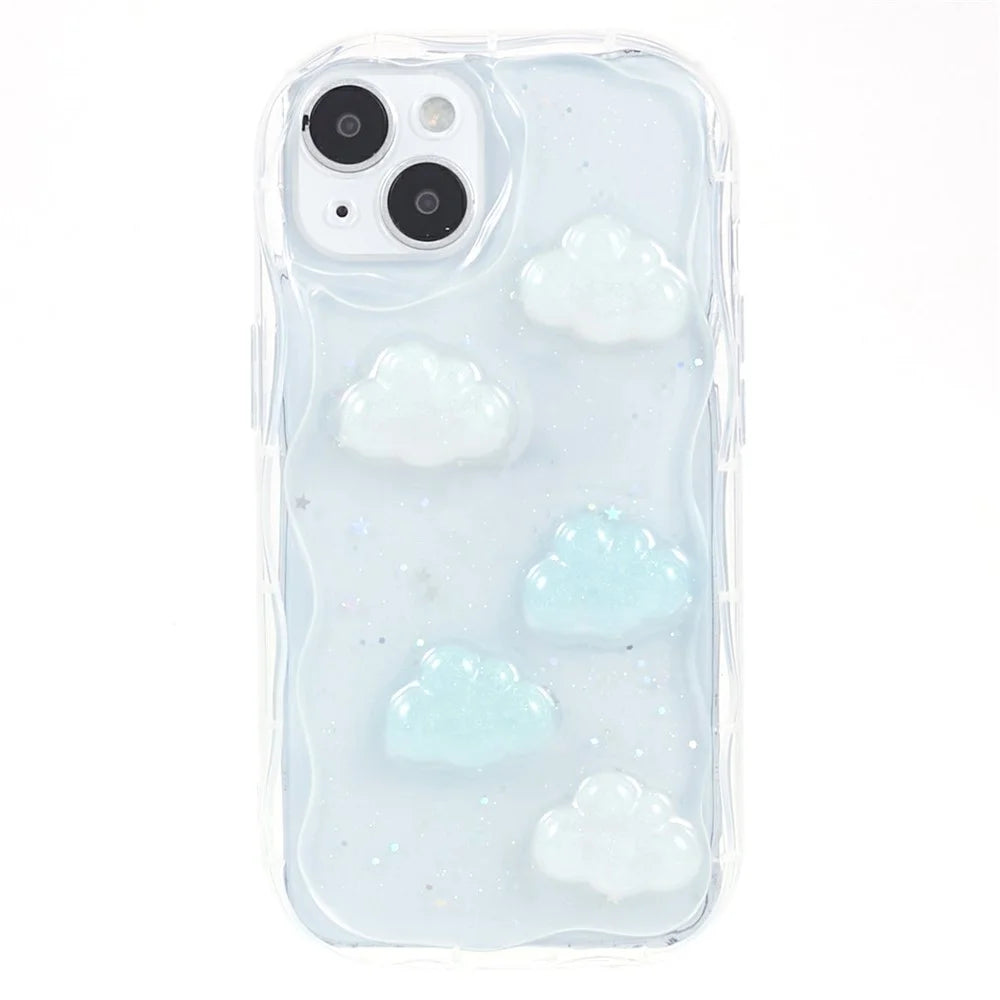 Back Cover for iPhone 13 6.1 inch , 3D Butterfly  /  Cloud Pattern Epoxy TPU Phone Case - Cloud - 1