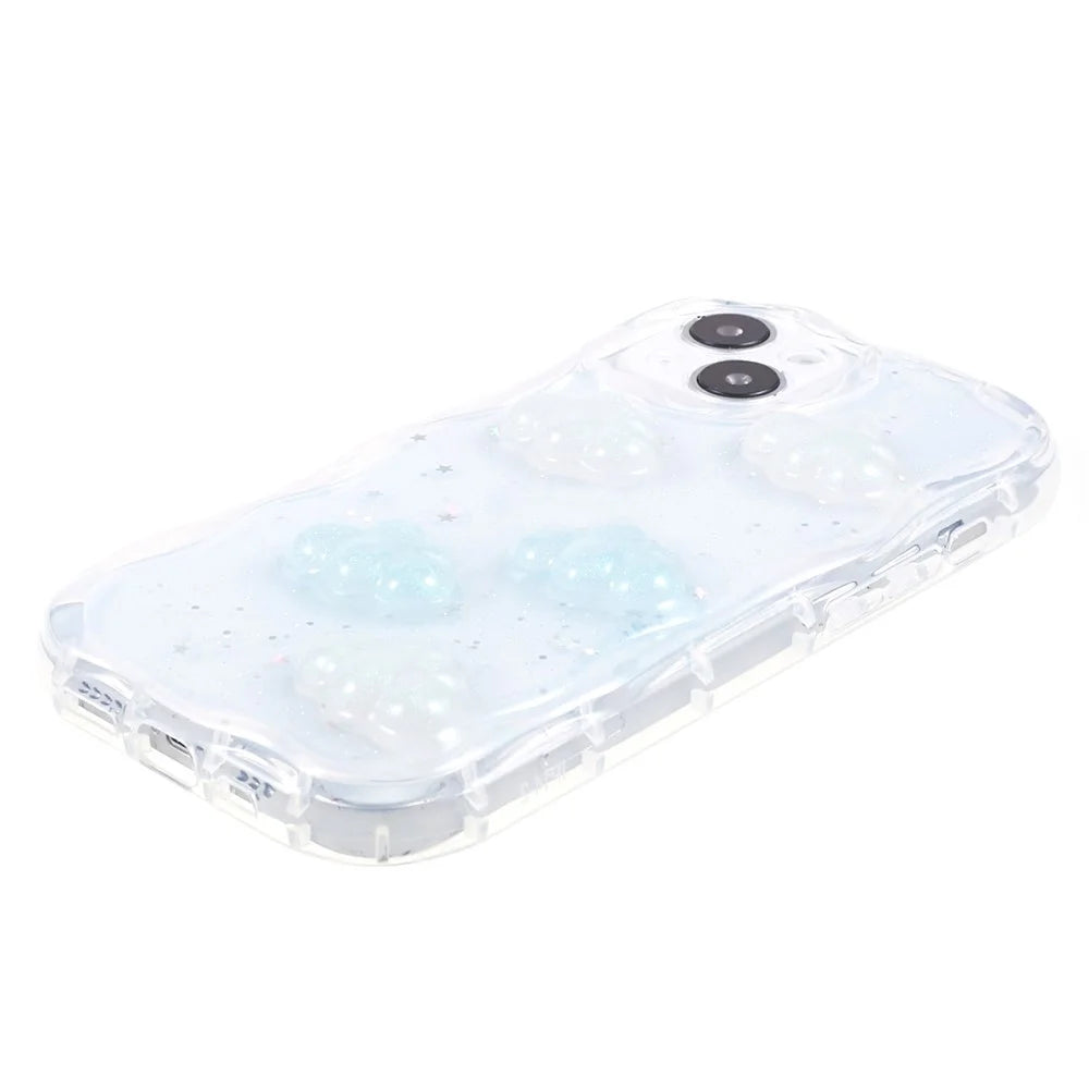 Back Cover for iPhone 13 6.1 inch , 3D Butterfly  /  Cloud Pattern Epoxy TPU Phone Case - Cloud - 4