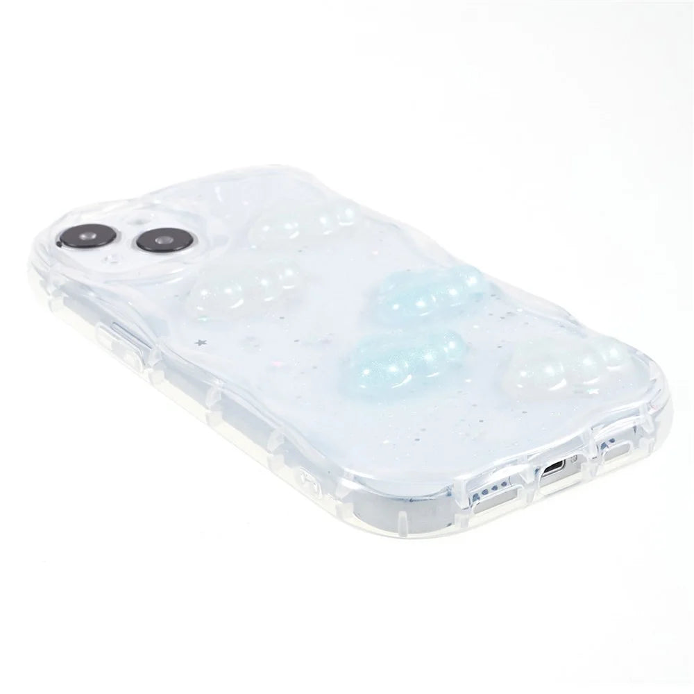 Back Cover for iPhone 13 6.1 inch , 3D Butterfly  /  Cloud Pattern Epoxy TPU Phone Case - Cloud - 5