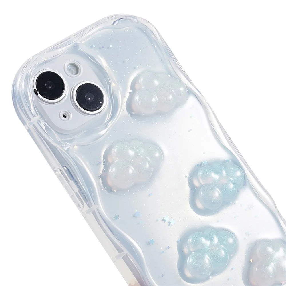 Back Cover for iPhone 13 6.1 inch , 3D Butterfly  /  Cloud Pattern Epoxy TPU Phone Case - Cloud - 7
