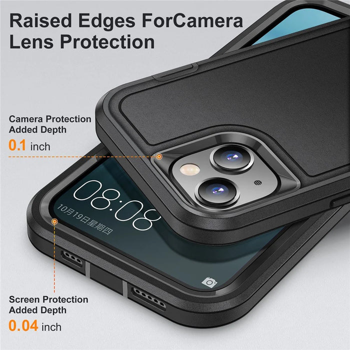 For iPhone 15 Plus PC+TPU Phone Case Shockproof Anti-Drop Cell Phone Cover with Kickstand - Black - 4