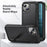 For iPhone 15 Plus PC+TPU Phone Case Shockproof Anti-Drop Cell Phone Cover with Kickstand - Black - 5