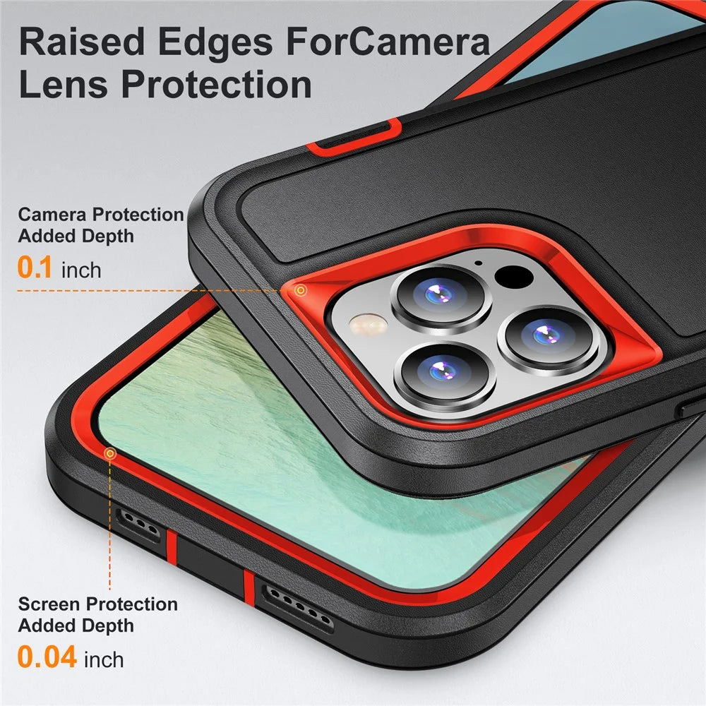 For iPhone 15 Pro Max Shockproof Phone Case Anti-Drop PC+TPU Cell Phone Cover with Kickstand - Black / Orange - 4