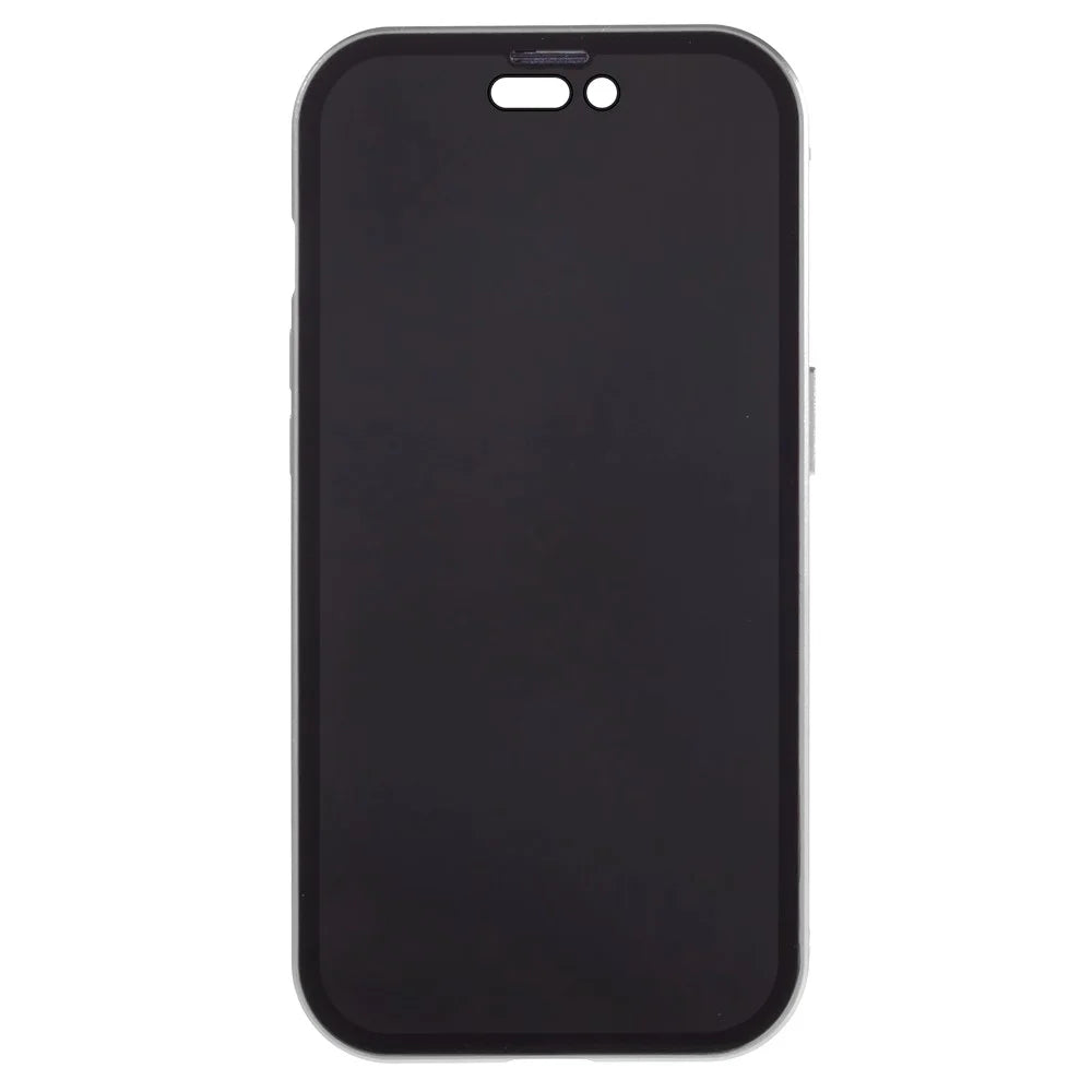 For iPhone 15 Magnetic Cover Metal Frame + Double-sided Tempered Glass Anti-peep Phone Case - Silver - 4