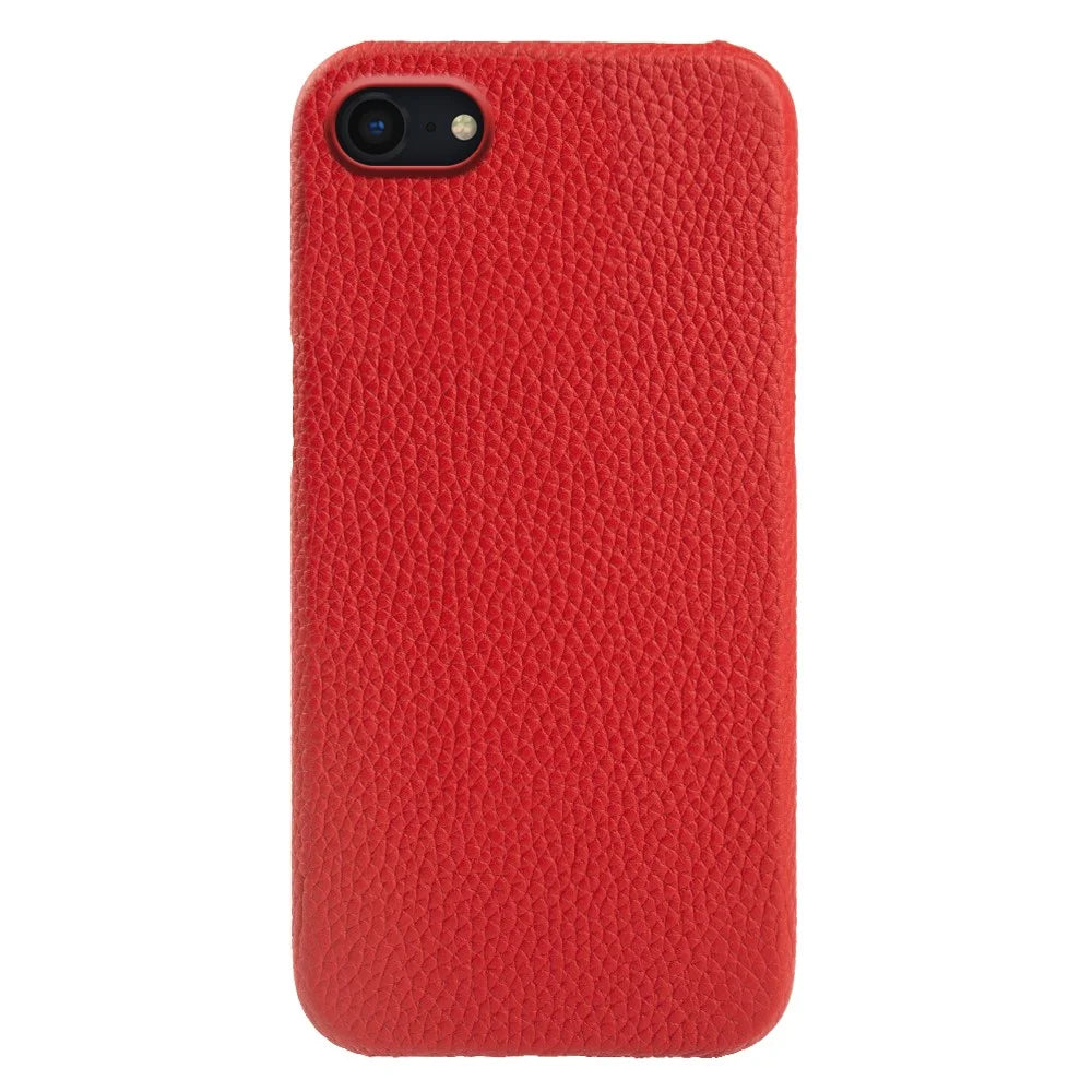 For iPhone 7 / 8 / SE (2020) / SE (2022) Incomplete Cover Genuine Cow Leather+PC Shell Litchi Texture Magnetic Phone Case - Red - 1