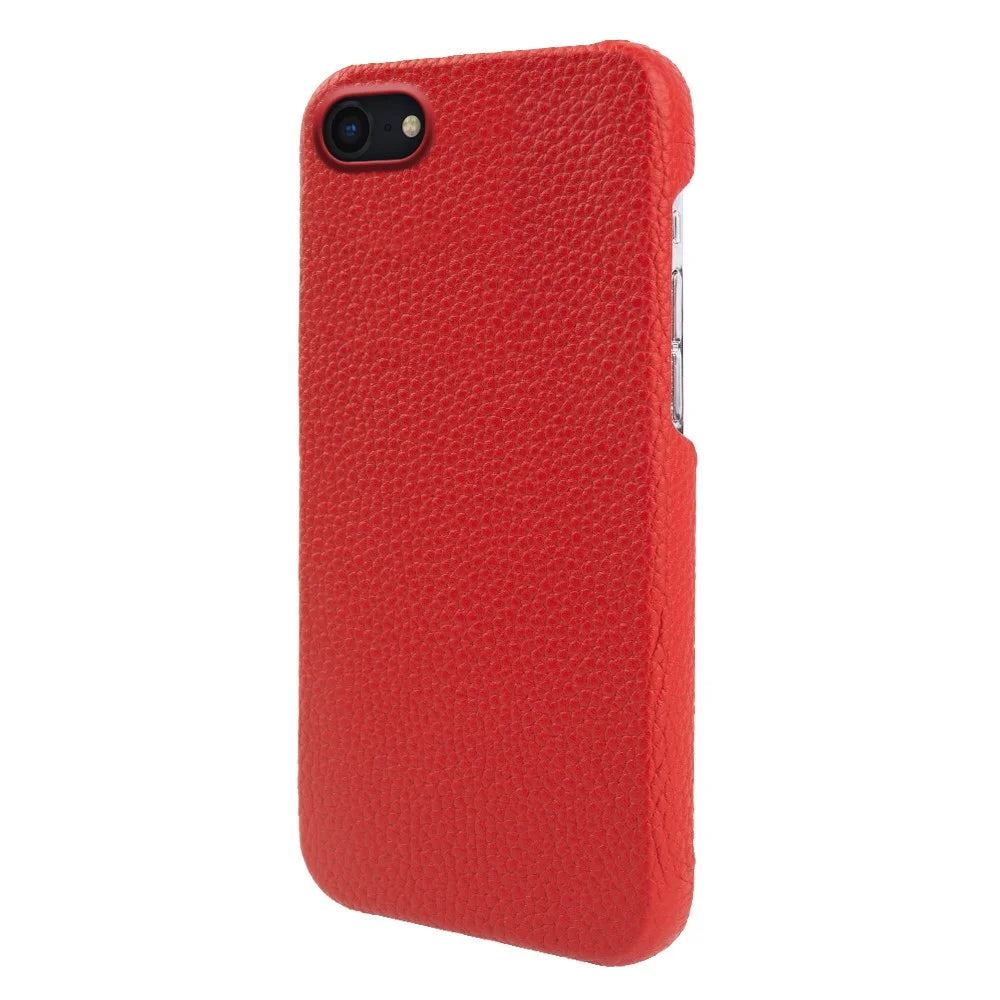 For iPhone 7 / 8 / SE (2020) / SE (2022) Incomplete Cover Genuine Cow Leather+PC Shell Litchi Texture Magnetic Phone Case - Red - 2