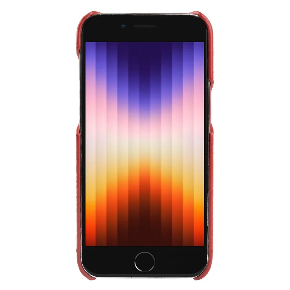 For iPhone 7 / 8 / SE (2020) / SE (2022) Incomplete Cover Genuine Cow Leather+PC Shell Litchi Texture Magnetic Phone Case - Red - 3