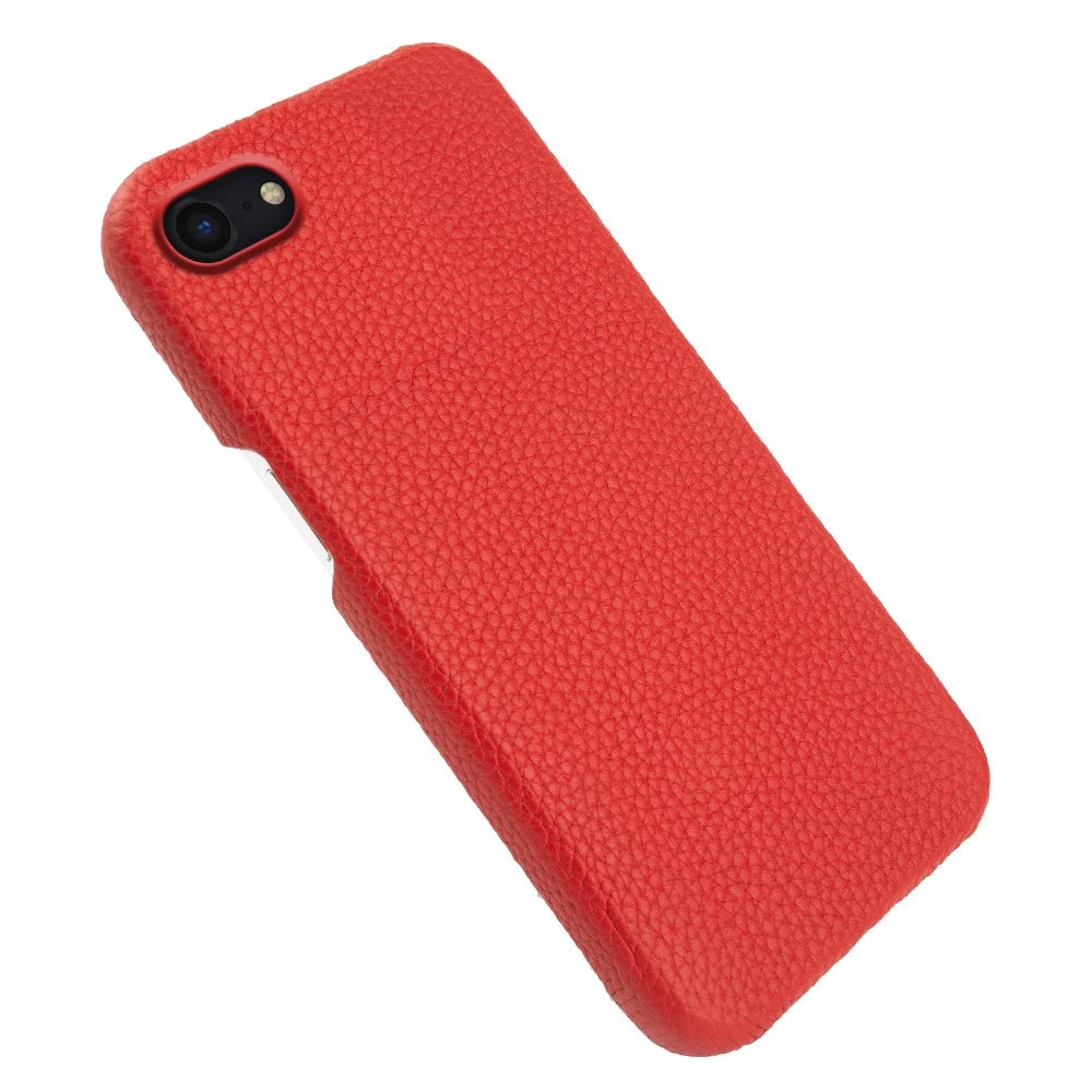 For iPhone 7 / 8 / SE (2020) / SE (2022) Incomplete Cover Genuine Cow Leather+PC Shell Litchi Texture Magnetic Phone Case - Red - 4